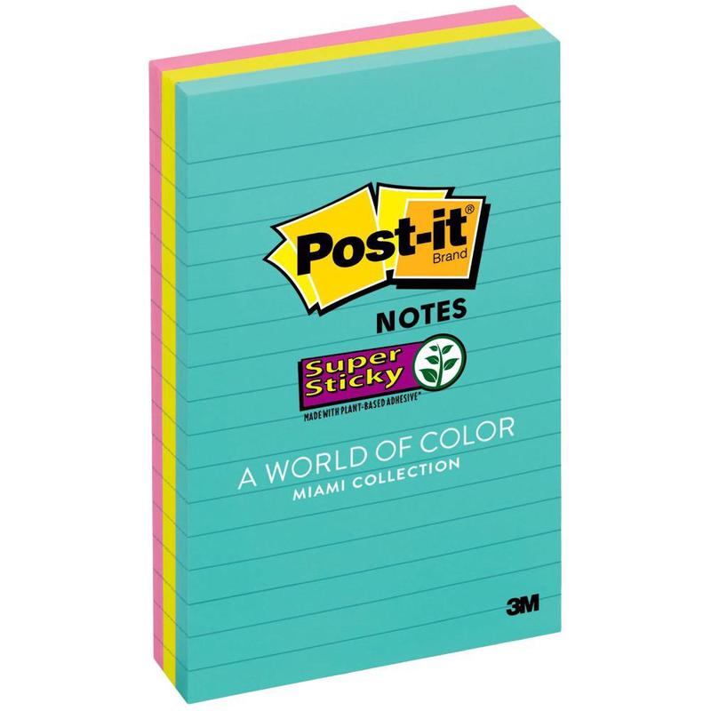 3M Post-It Super Sticky Lined Notes 660-3SSMIA, 4X6"