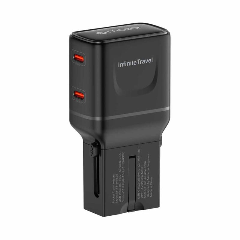 Mazer M-IFTRAVEL565-BK InfiniteTravel Pocket GaN PD65W 2C Travel Charger