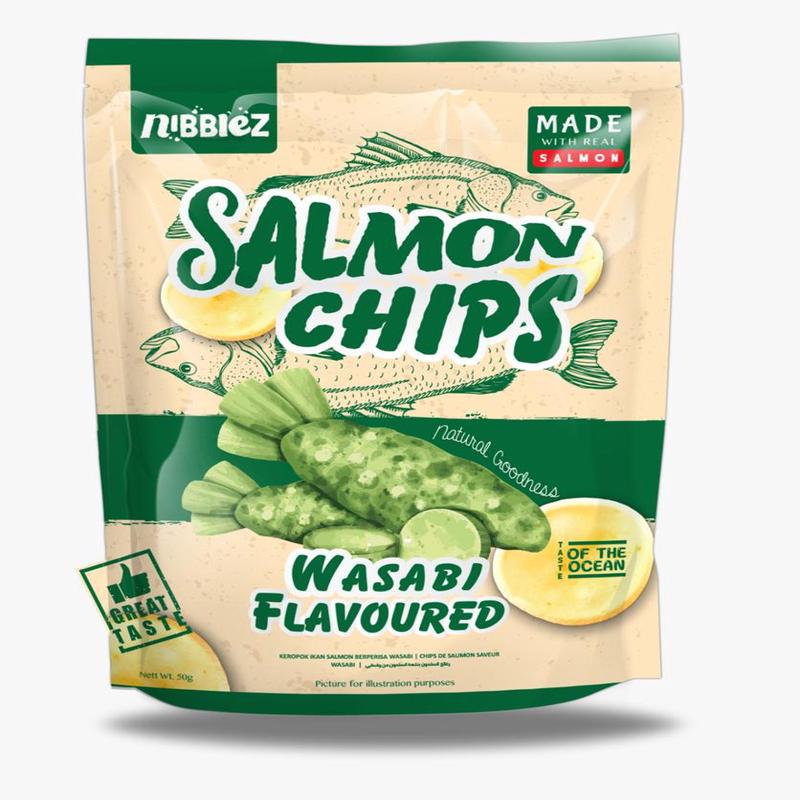Nibblez Salmon Chips Wasabi 50g