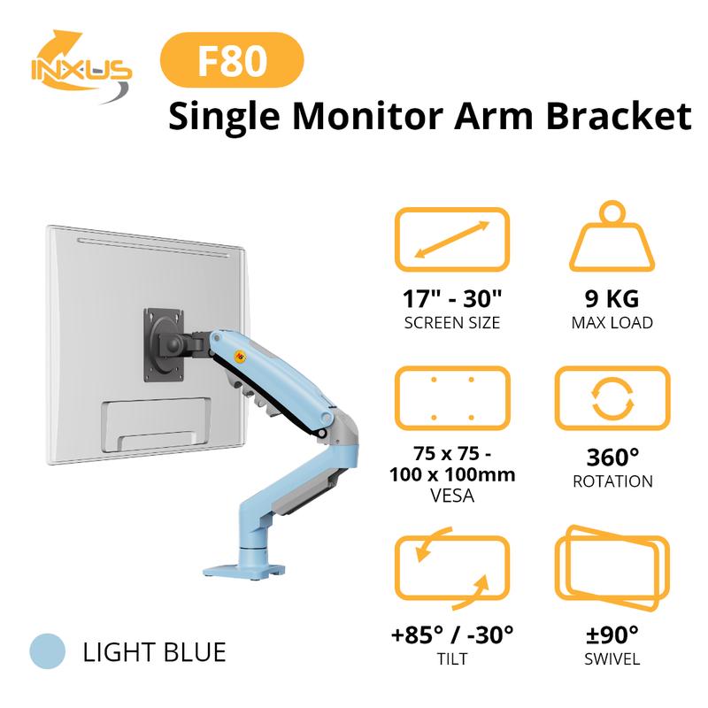 North Bayou F80 XM Single Monitor Arm - Blue