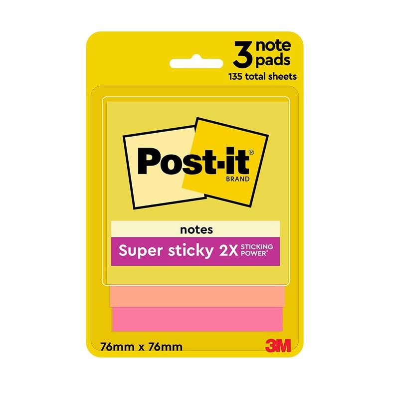 3M POST-IT SUPER STICKY NOTES 3x3 45sx3pads 6543ssjoy