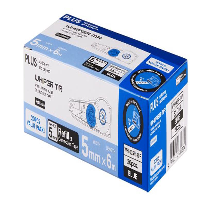 PLUS WHIPER MR CORRECTION TAPE REFILLS 20'S VALUE PACK