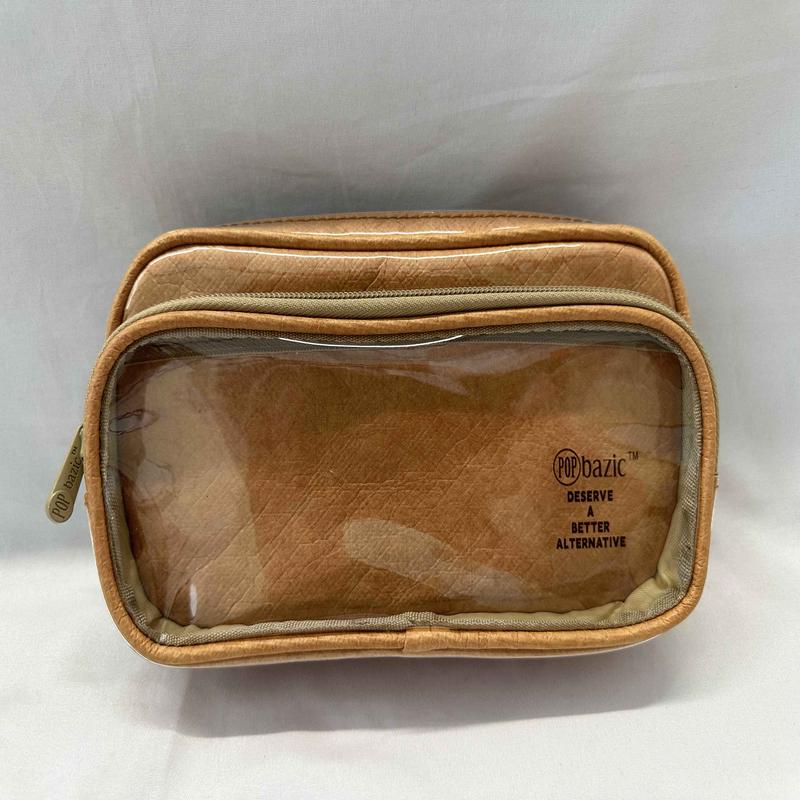 POP Bazic Double Zip Front Transparent Pencil Bag (Brown)
