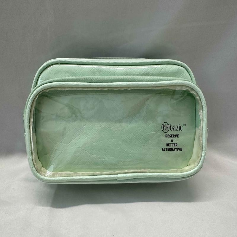 POP Bazic Double Zip Front Transparent Pencil Bag (Mint)