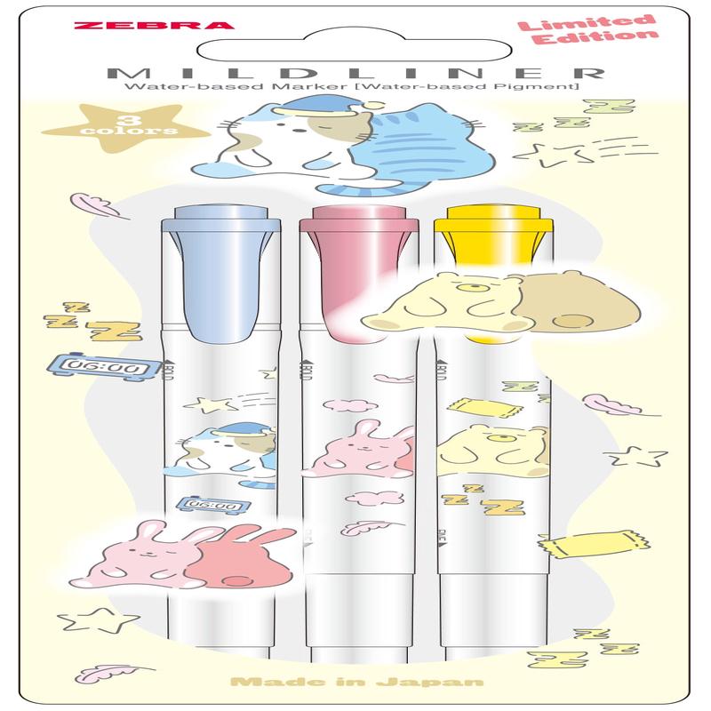 Zebra Mildliner Sleeping Animals 3C Set