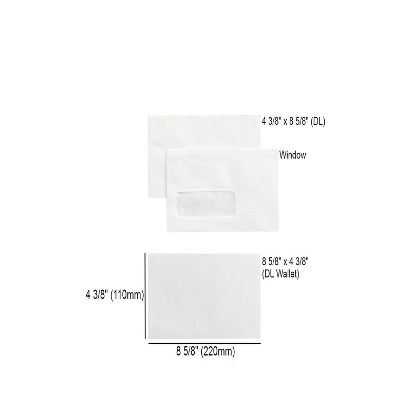Waysin White Envelope With Window Peel & Seal (DL Size) 110mm X 220mm - 50pcs