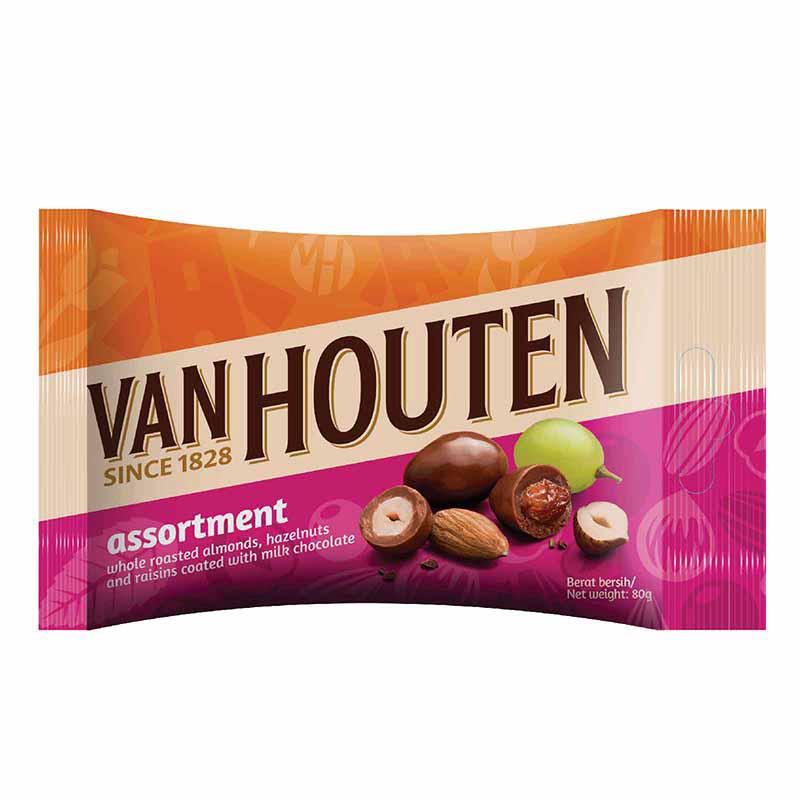Van Houten Asst Dragees P Bag 12x80g