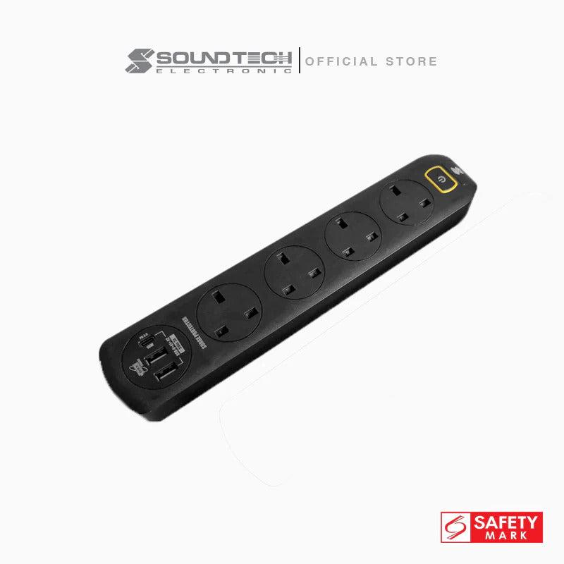 Soundteoh 4 Way Extension Socket with USB A+C MS-641