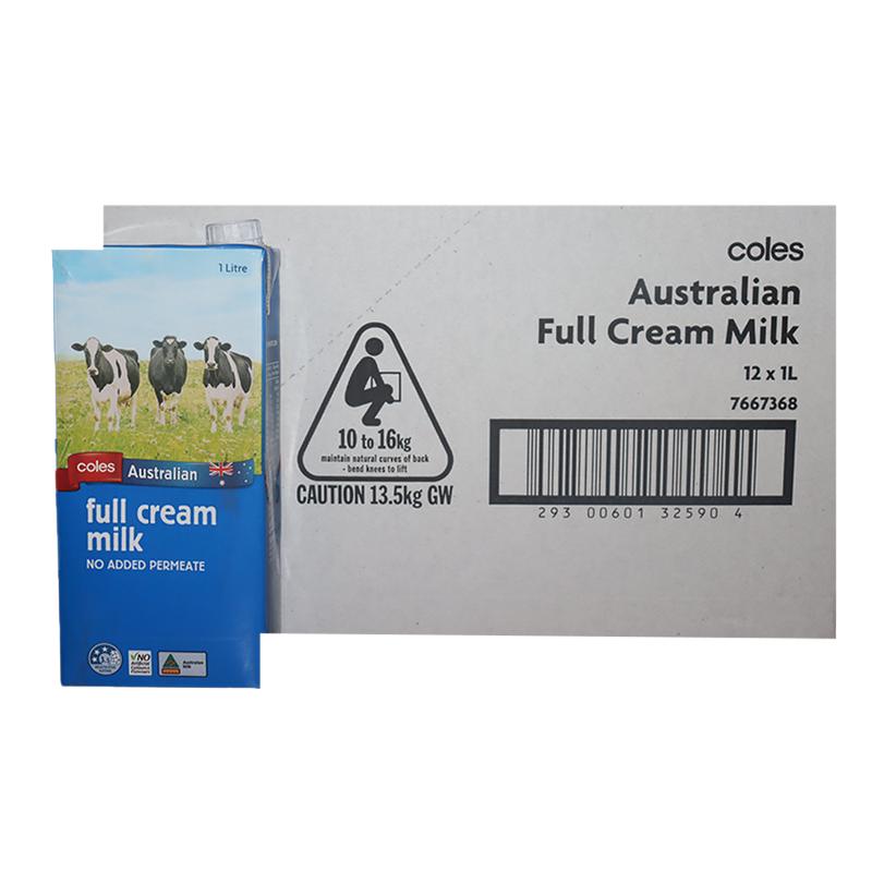 Coles Full Cream Milk 1ltr x 12