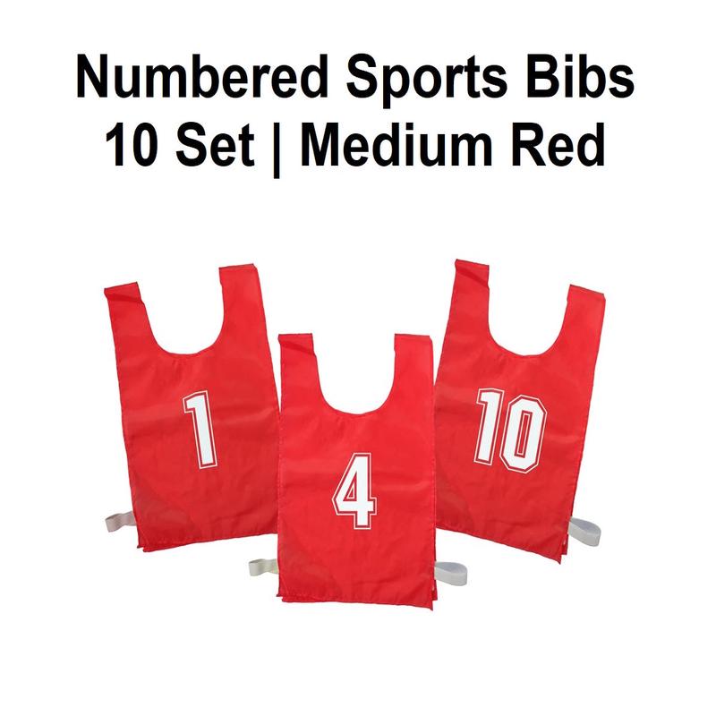 Numbered Sports Bibs - 10 Set | Medium Red