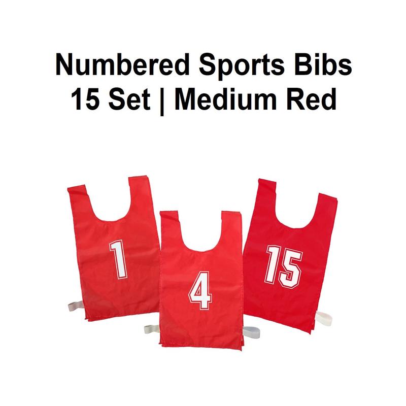 Numbered Sports Bibs - 15 Set | Medium Red