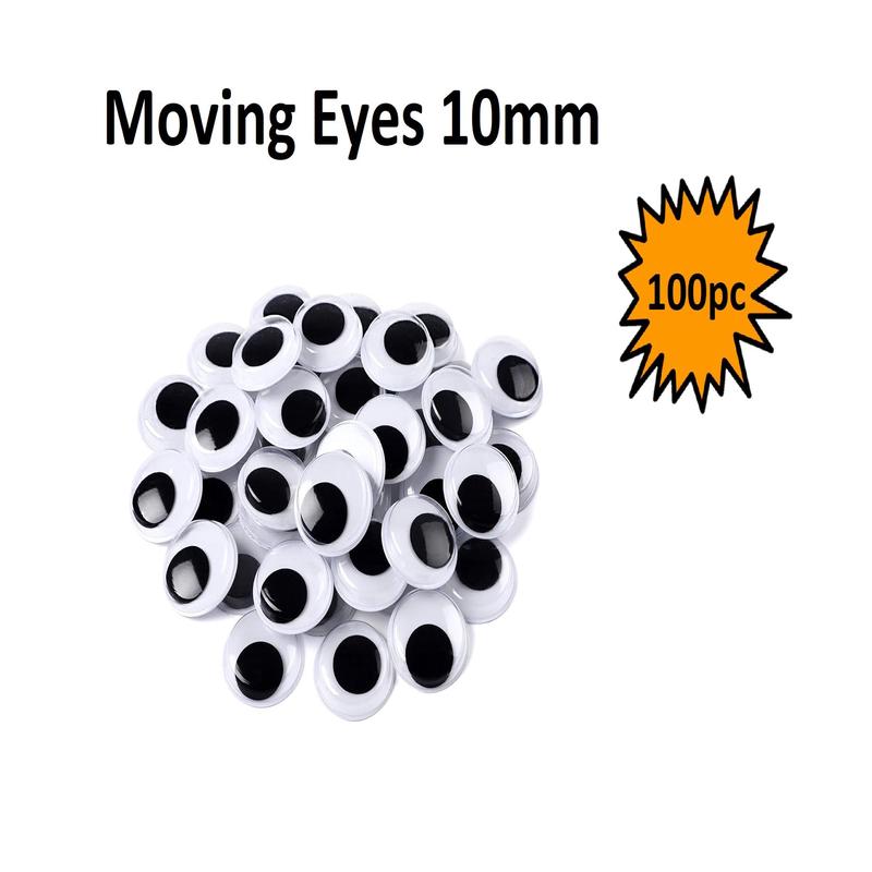 Wiggle Eyes - Black and White 10mm (100pcs)