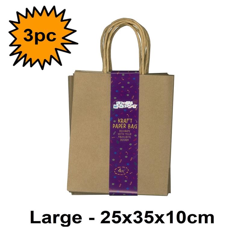 Large - Craft Kraft Bags - 3pcs
