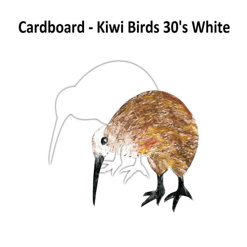 Cardboard - Kiwi Birds - 30's - White