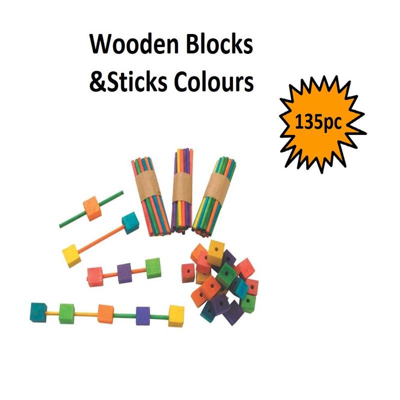Interlocking Cubes and Sticks - 135pcs