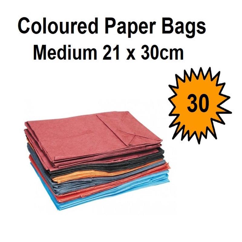 Coloured Paper Bags - Medium - 21 x 30cm - 30's