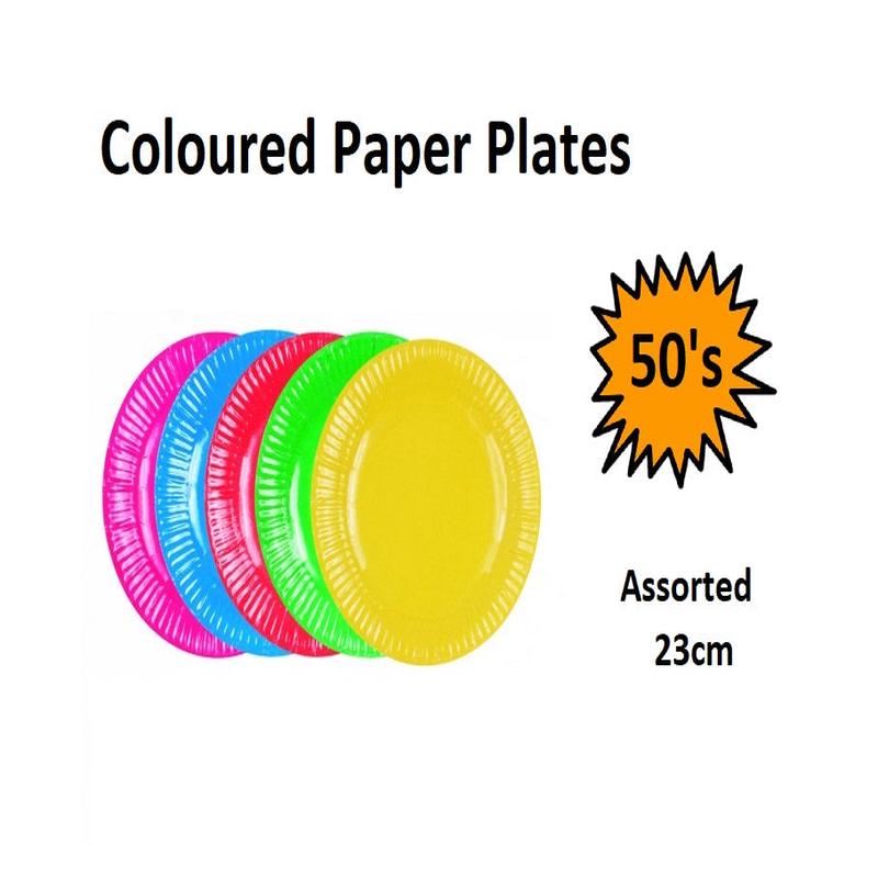 Coloured Paper Plates 23cm 50s