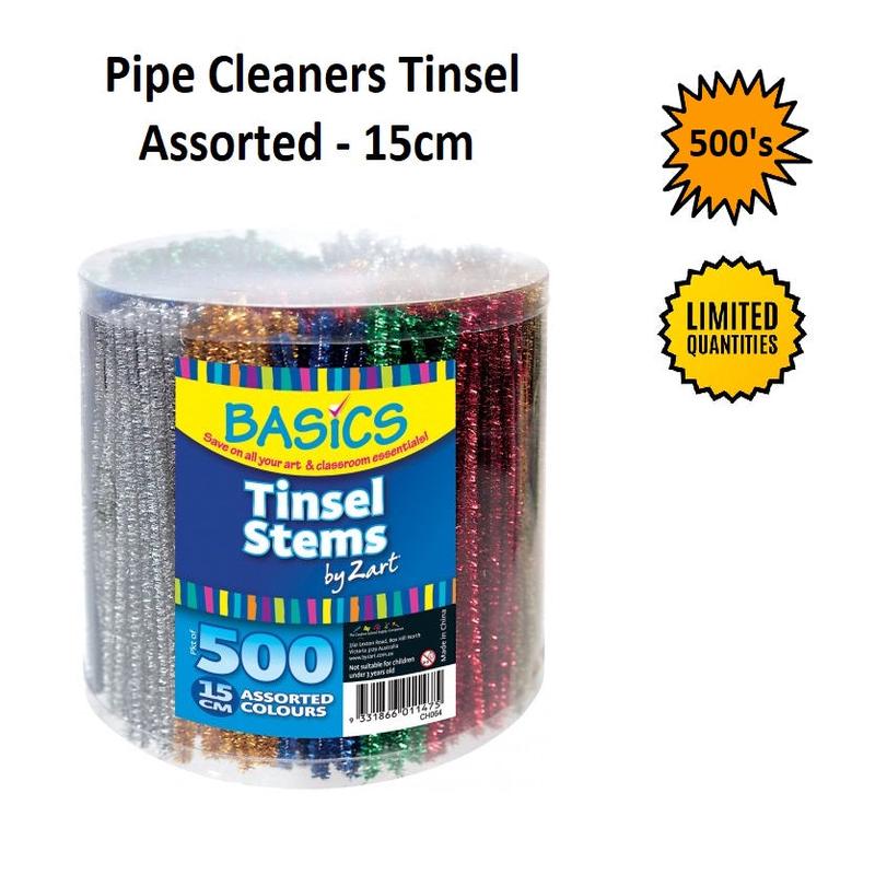Pipe Cleaners - Metallic Tinsel 15cm (500pcs)