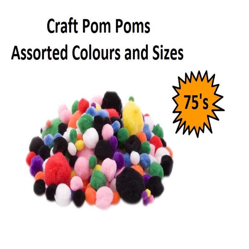 Pom Poms - Assorted - 75pcs