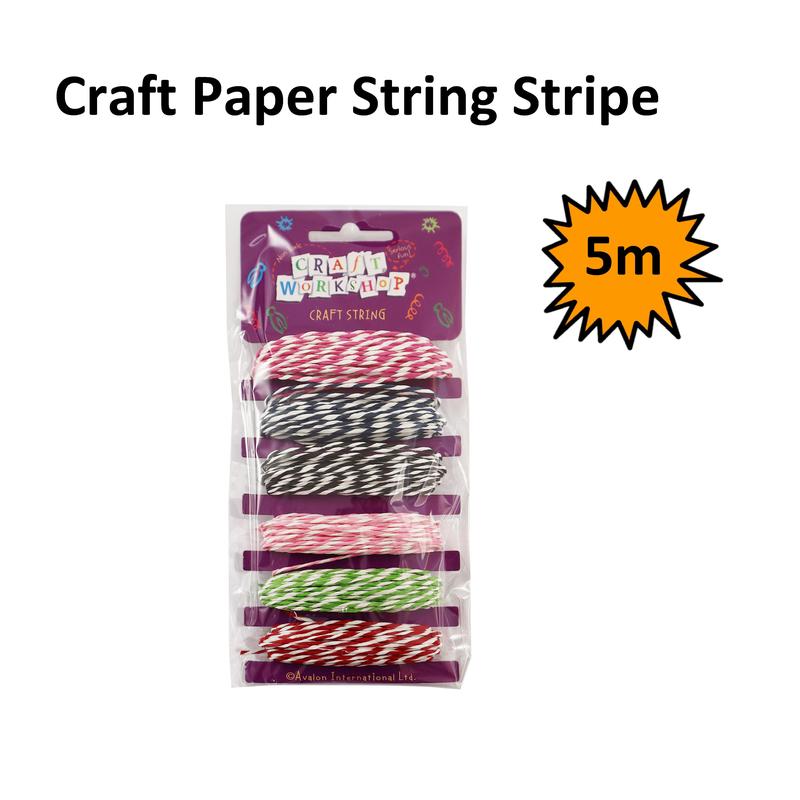 Craft String - Striped Paper 6 Colours 5m