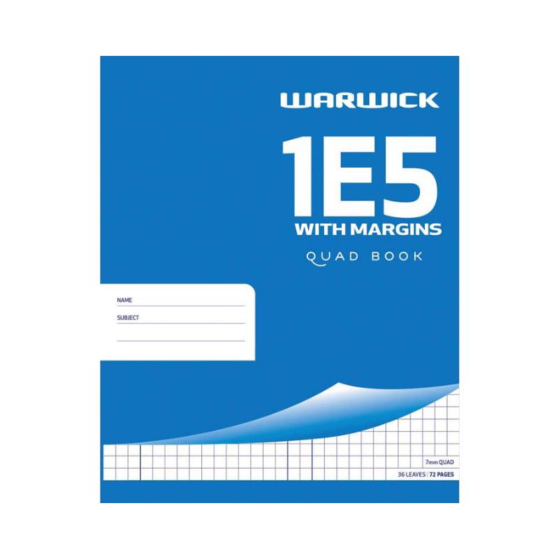 1E5 - Exercise Book - 7mm Quad - With Margin (Warwick)