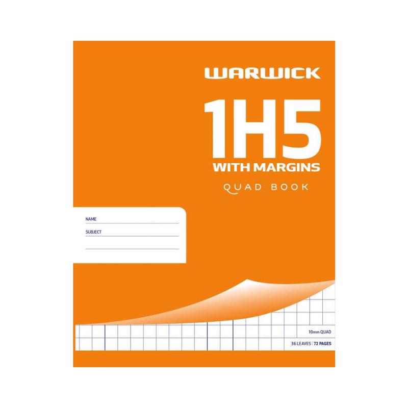 1H5 - Exercise Book - 10mm Quad - With Margin (Warwick)