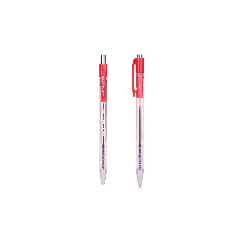 Deli Retractable Ballpoint Pens - Red