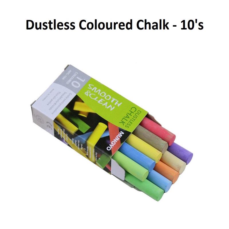 Mungyo Dustless Chalk - Coloured 10's