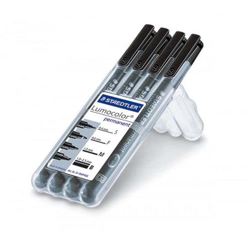 Set of 4 - Lumocolor Permanent OHP Pen Black 4s