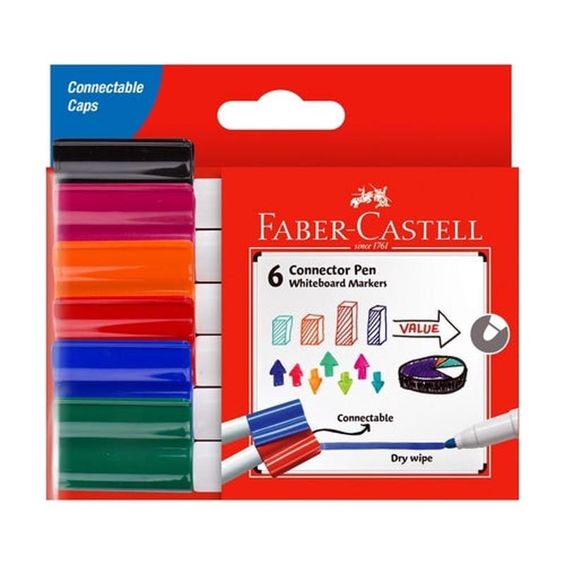 Set of 6 - Bullet Tip Faber Castell Connector Whiteboard Markers