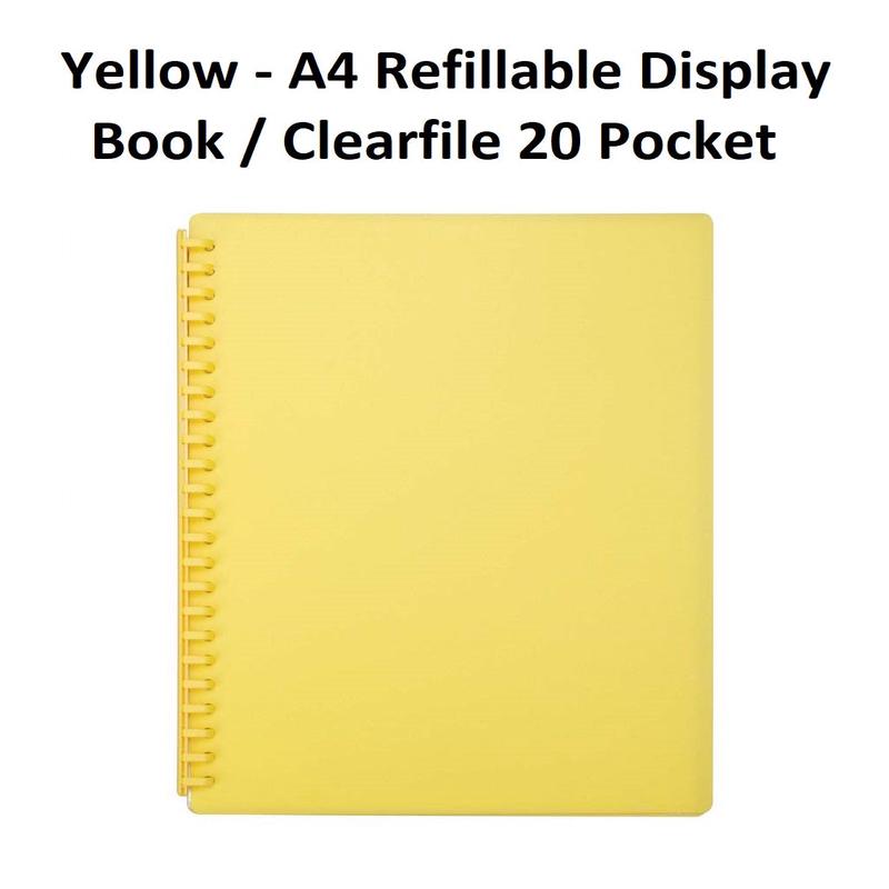 Yellow - A4 Refillable Clearfile 20 Pocket