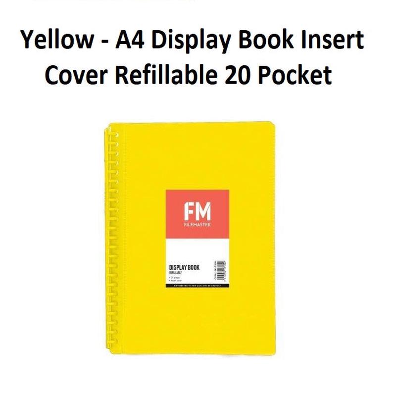 Yellow - A4 Refillable Clearfile 20 Pocket with Insert Front Cover