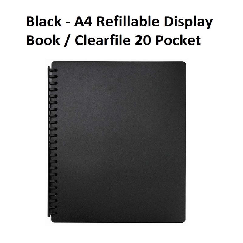 Black - A4 Refillable Clearfile 20 Pocket