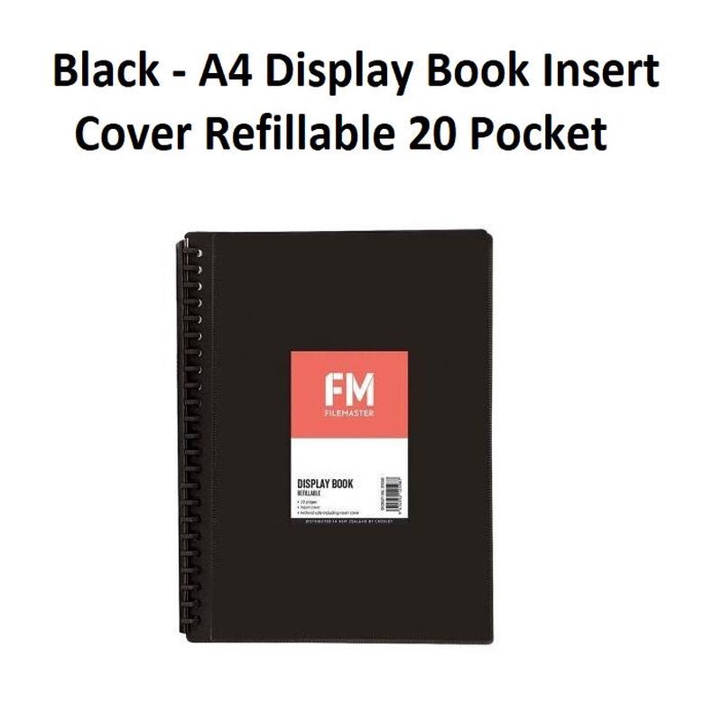 Black - A4 Refillable Clearfile 20 Pocket with Insert Front Cover