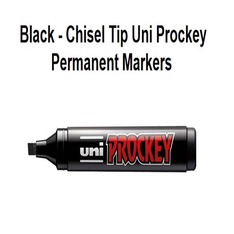 Black - Chisel Tip Uni Prockey Permanent Markers