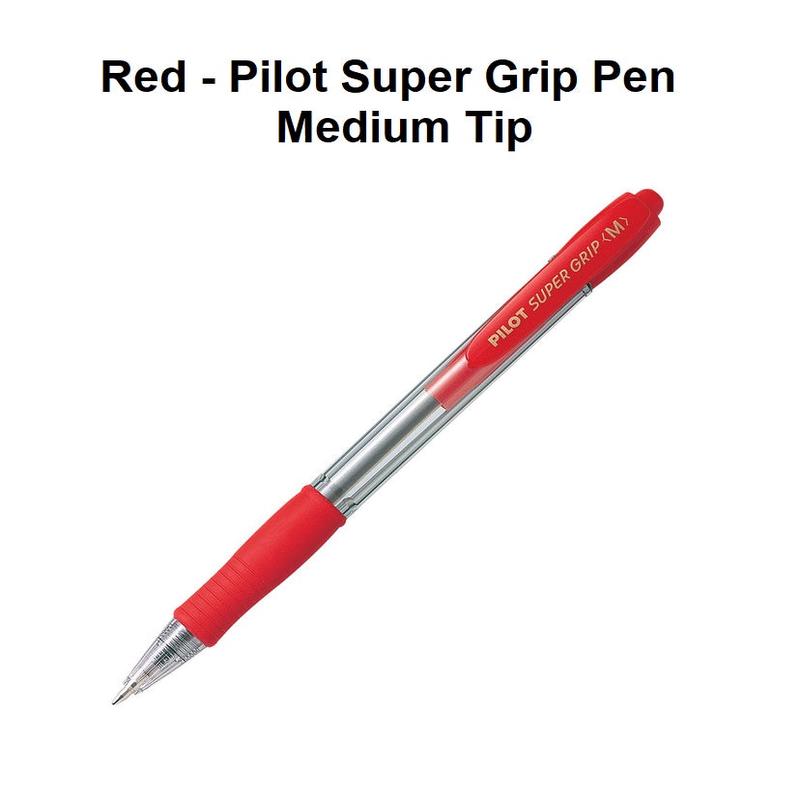 Red - Pilot Super Grip Pen Medium Tip