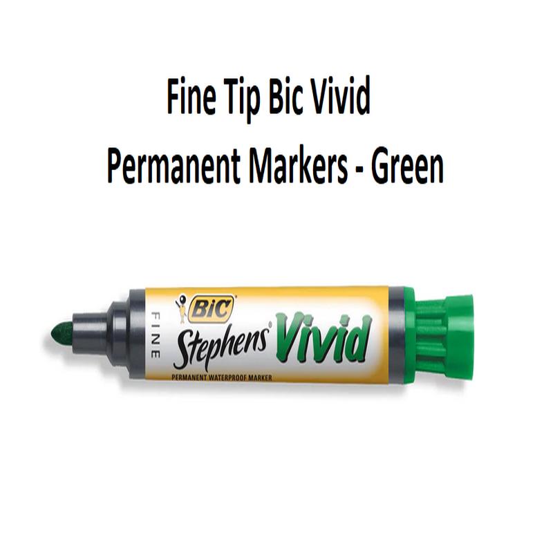 Green - Fine Tip Bic Vivid Permanent Markers