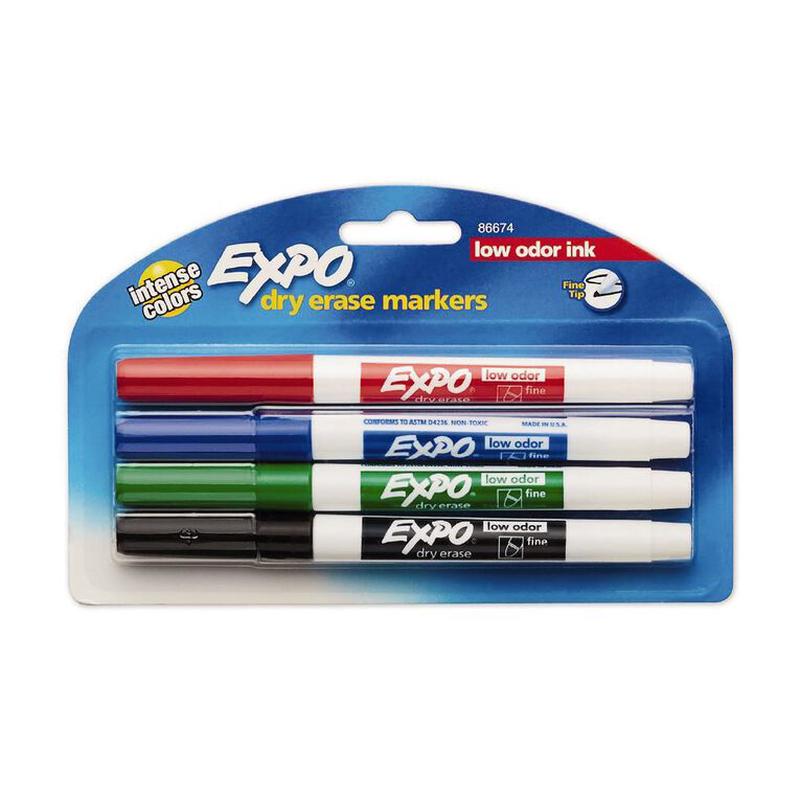 Set of 4 - Fine Tip Expo Whiteboard Markers
