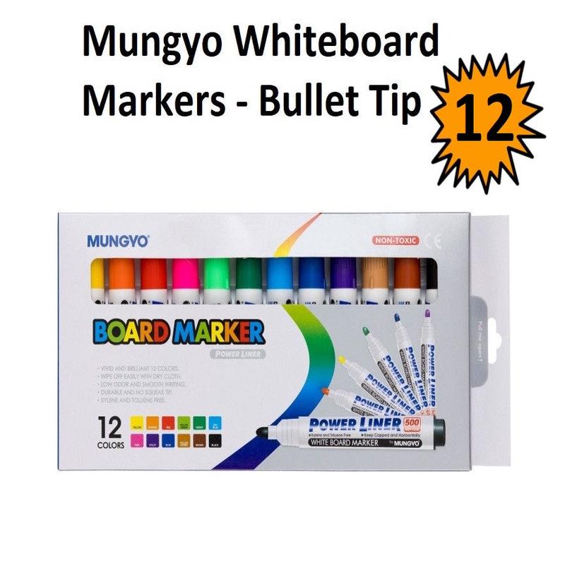 Set of 12 - Bullet Tip Mungyo Whiteboard Markers