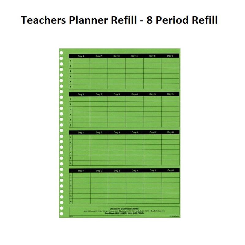 Teachers Planner Refill - 8 Period Refill