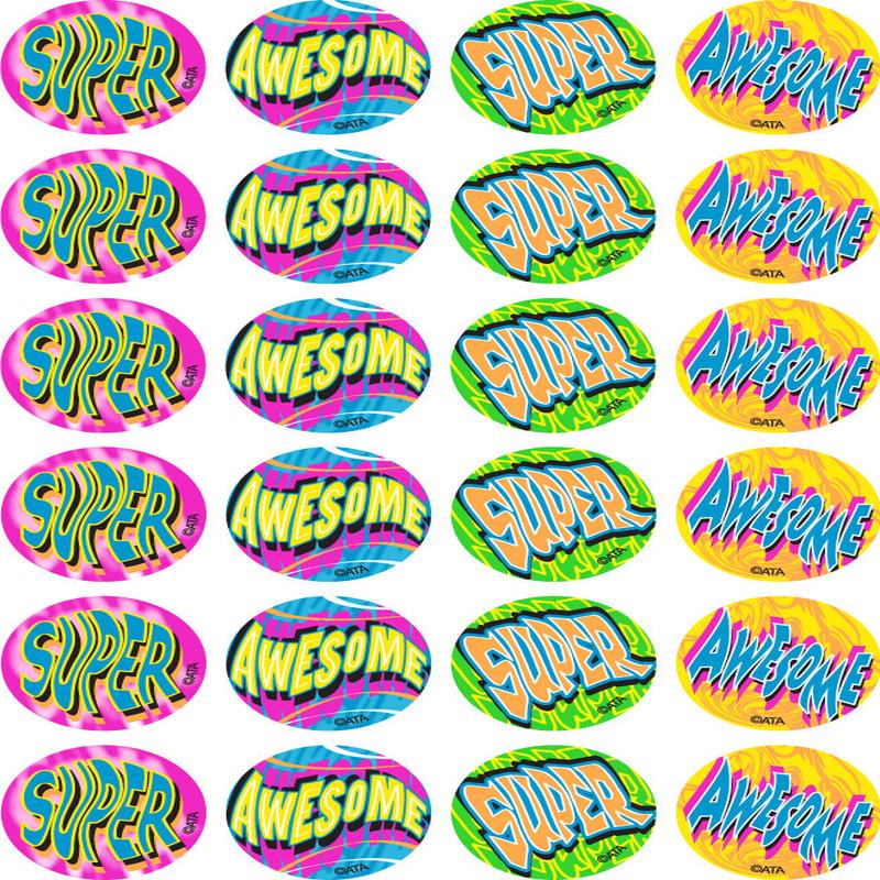 Super/Awesome - Fluoro Merit Stickers (Pack of 96)