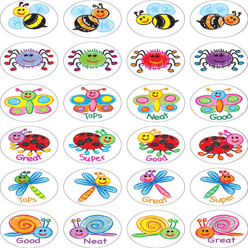 Kid Drawn Bugs - Merit Stickers (Pack of 96)