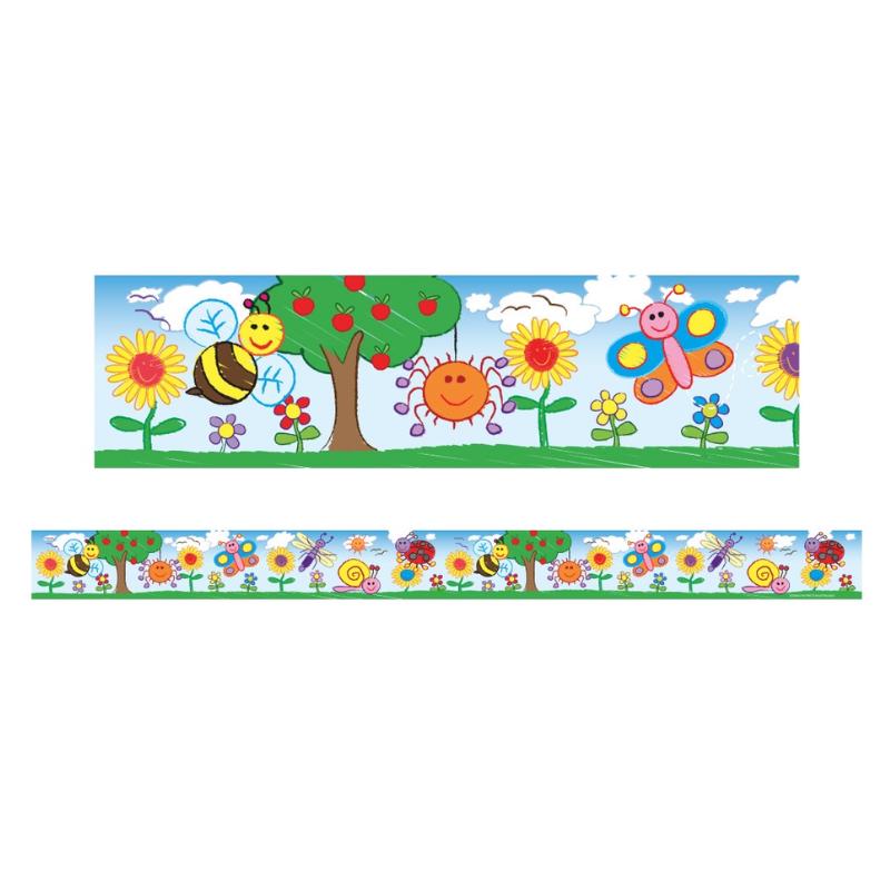 Bugs and Flowers Kid Drawn - Large Borders (Pack of 12)