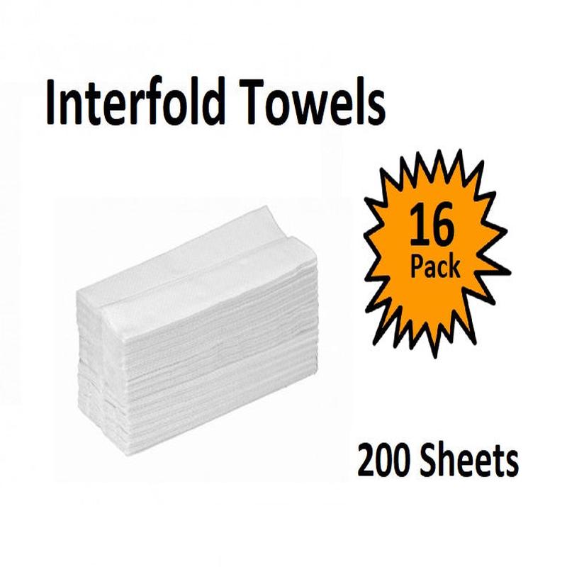 Interfold Towels Std - Carton (16 packs of 200 sheets)