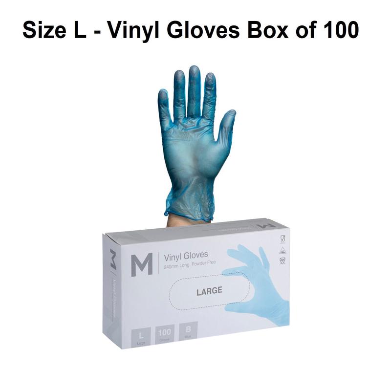 Size L - Vinyl Gloves Box of 100