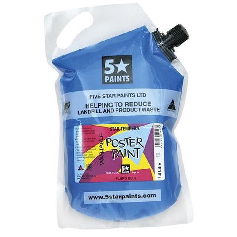 Fluoro Blue 1.5L - Star Tempera Poster Paint Pouch