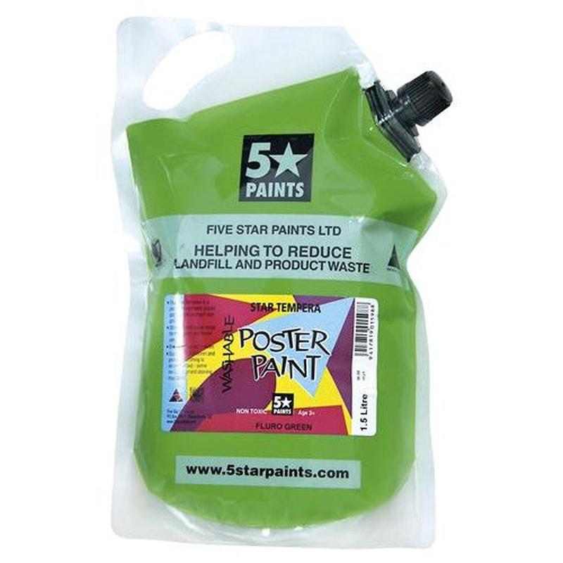 Fluoro Green 1.5L - Star Tempera Poster Paint Pouch
