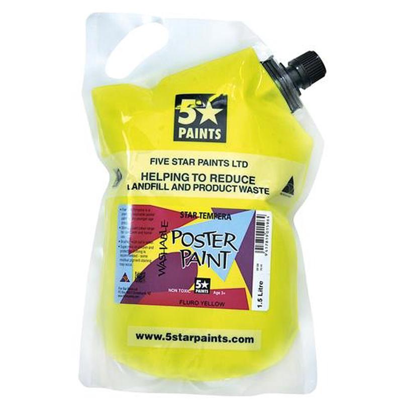 Fluoro Yellow 1.5L - Star Tempera Poster Paint Pouch