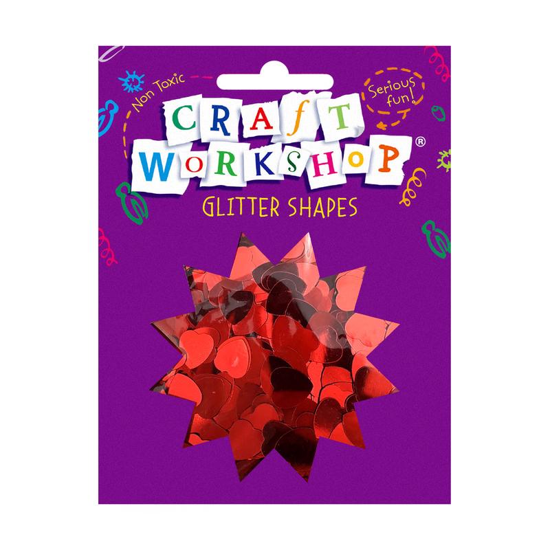 Glitter Shapes - Red Hearts 35g