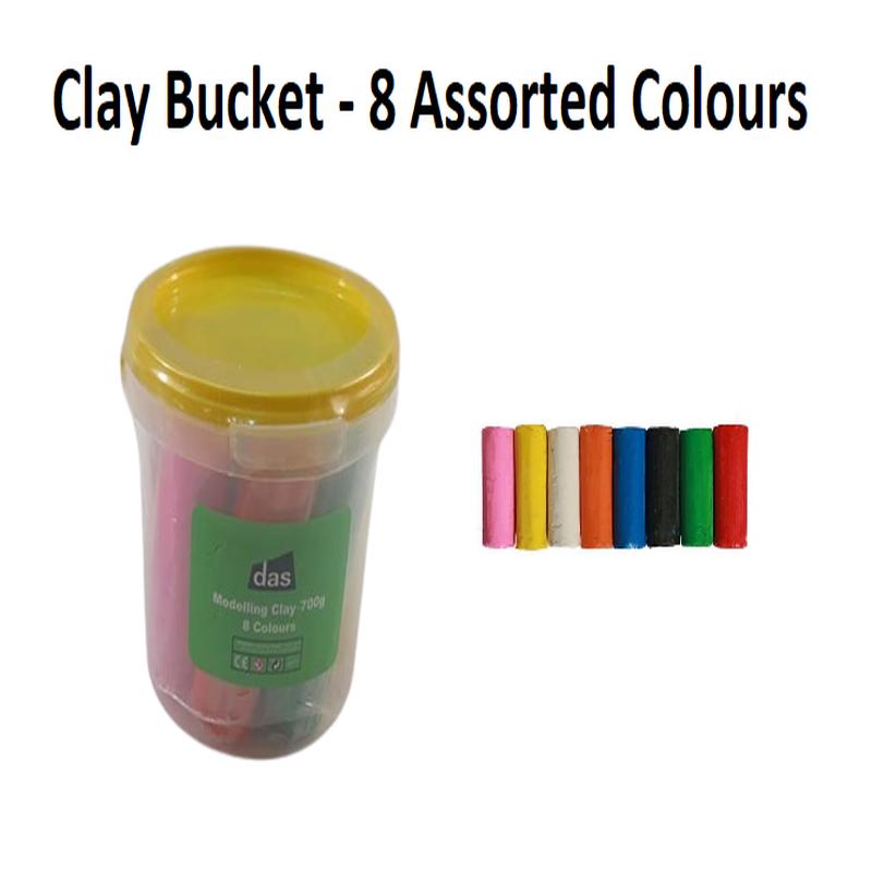 Clay Bucket - 8 Assorted Modelling Clay Rolls